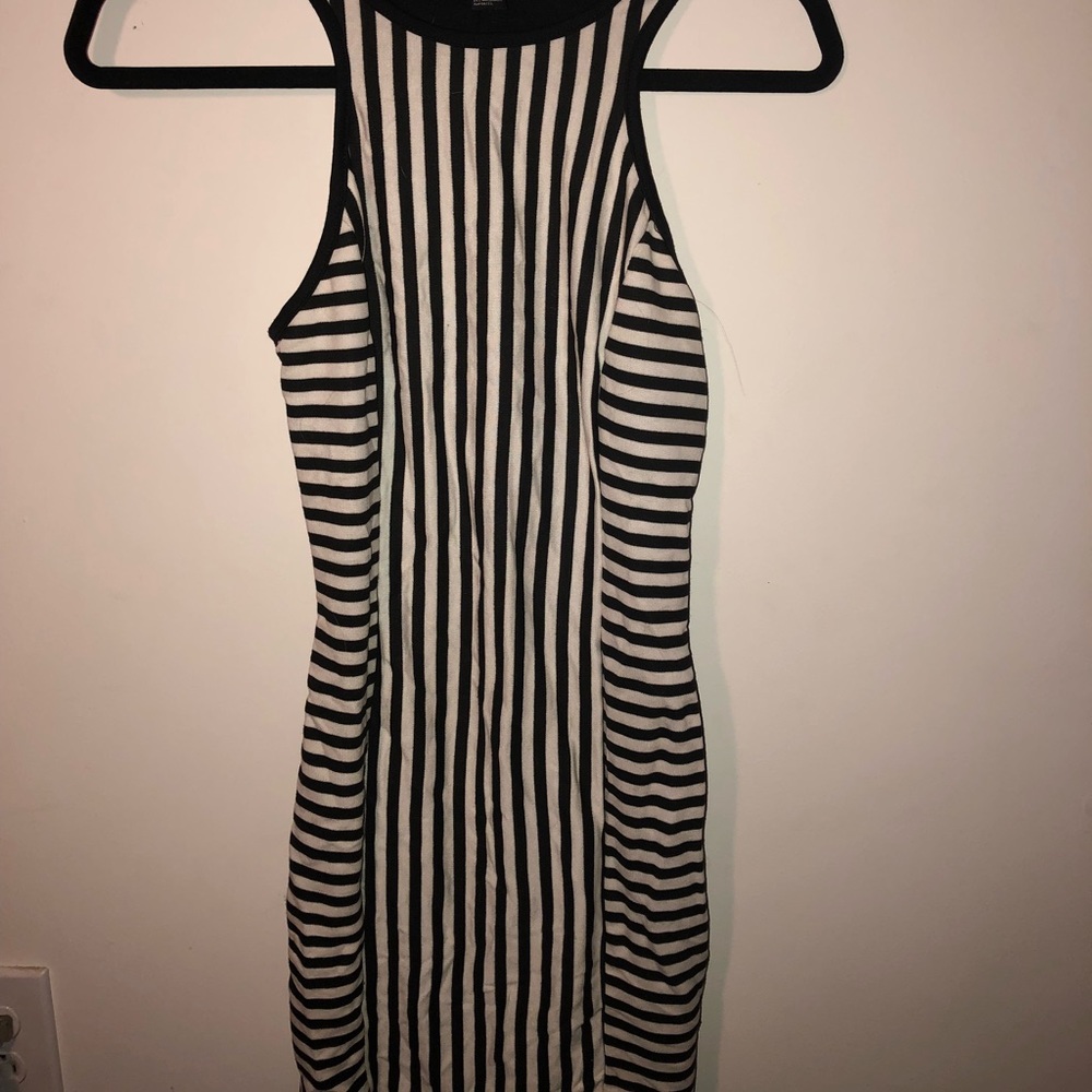 Black and white striped bodycon dress